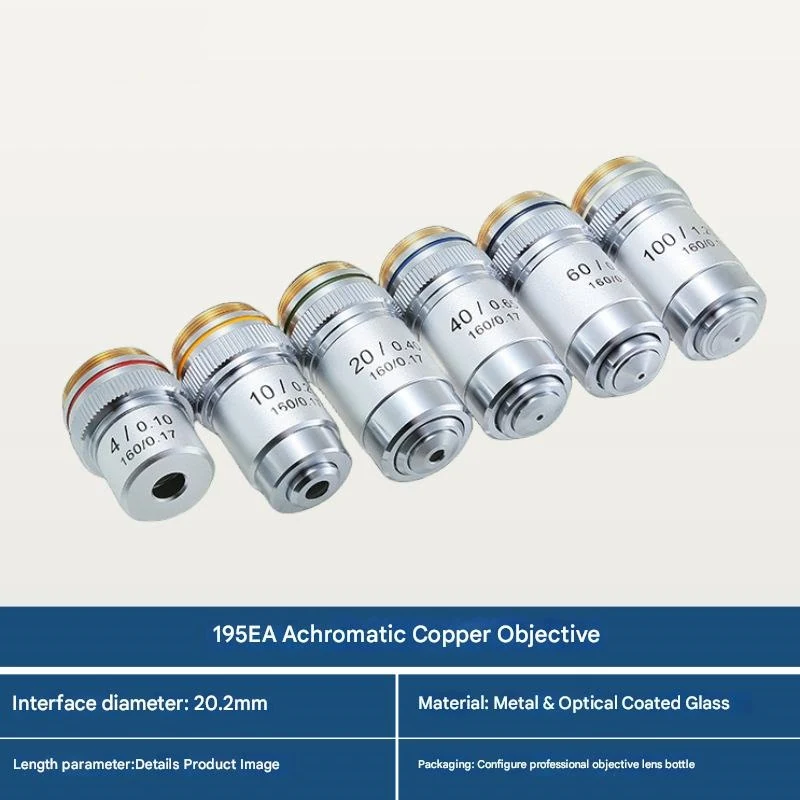195EA 4X 10X 20X 40X 60X 100X Achromatic Microscope Objective