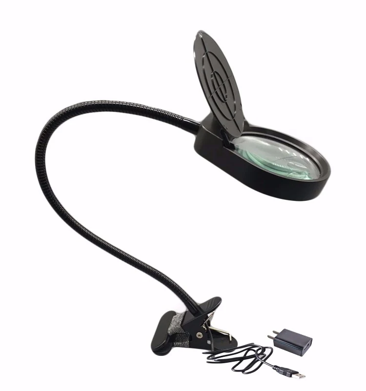 AM-5S 3X10X USB Magnifying Glass Lamp Magnifier LED Light