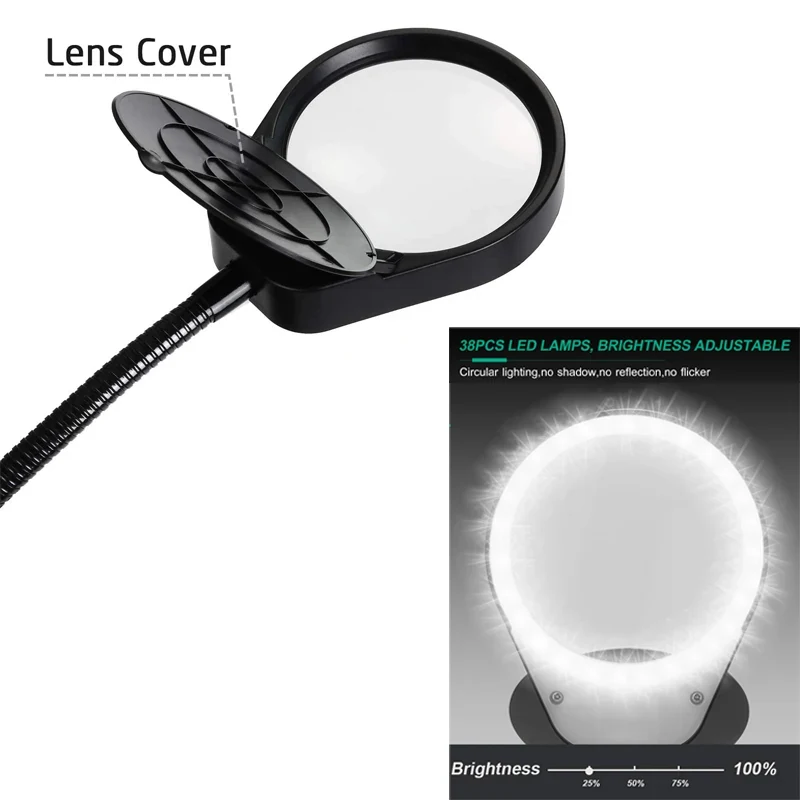 AM-7S 8x15x 3x10x 5x Flexible Clamp-on Table Lamp Magnifier Glass