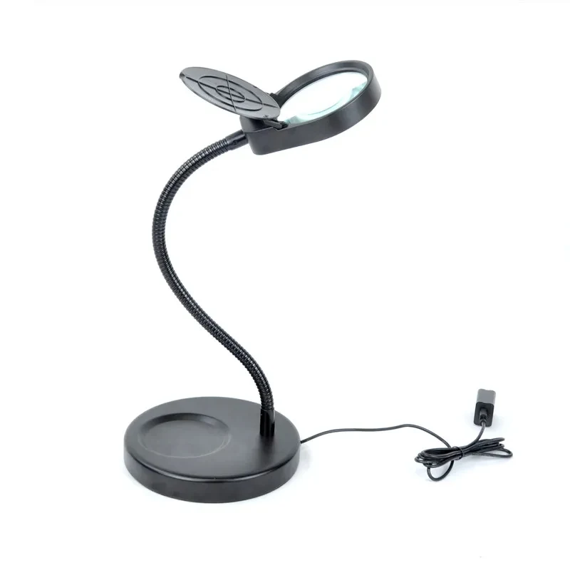 AM-8S 8x15x LED Desk Lamp Real Glass Magnifying Glass Flex Arm