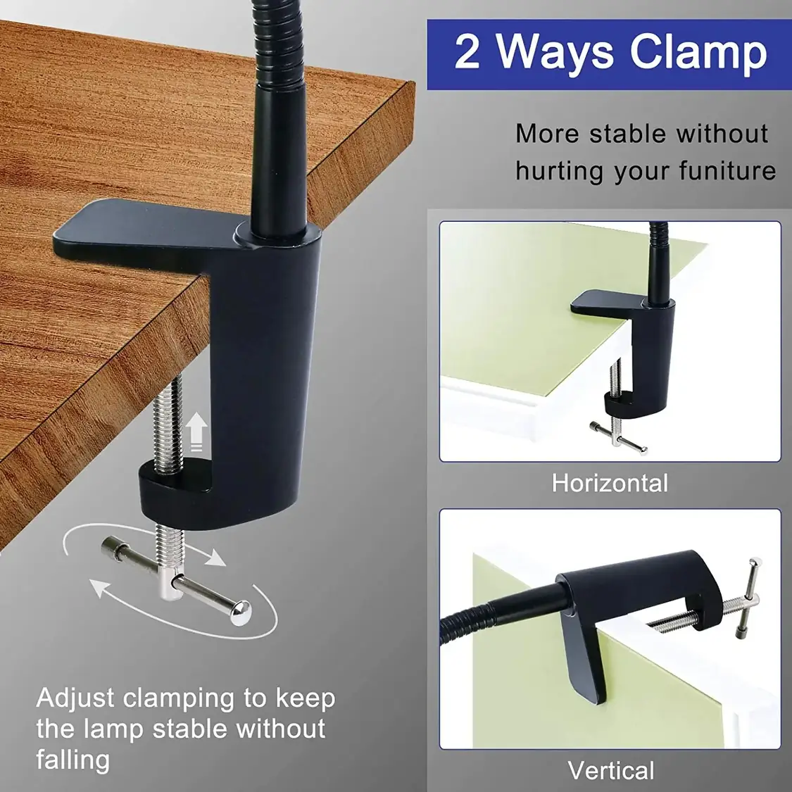 AM-7S 8x15x 3x10x 5x Flexible Clamp-on Table Lamp Magnifier Glass