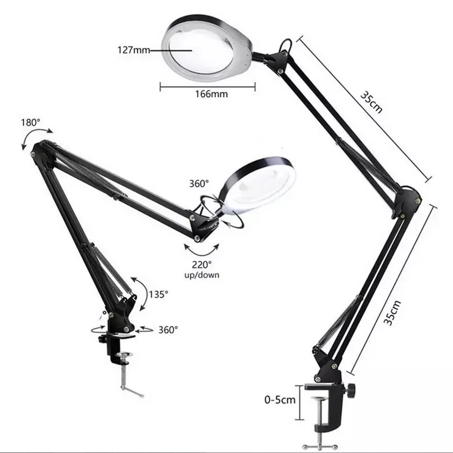 AM-43B 10X 10X20X Optical Large Lens Magnifying Glass Lamp