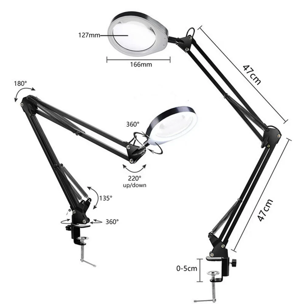 AM-43B 10X 10X20X Optical Large Lens Magnifying Glass Lamp