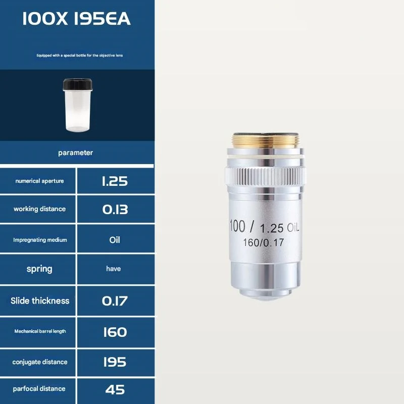 195EA 4X 10X 20X 40X 60X 100X Achromatic Microscope Objective