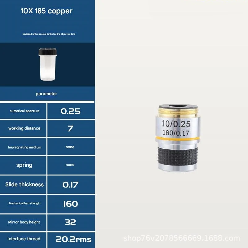 185 Achromatic Optical Microscope Objective Lens Metal Copper