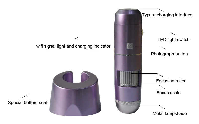 HT-BW36 WiFi Digital Microscope for Skin and Hair Analysis