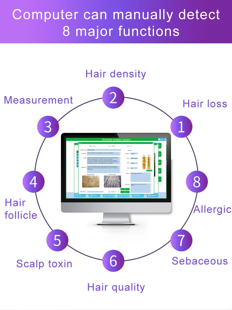 HT-BW36 WiFi Digital Microscope for Skin and Hair Analysis