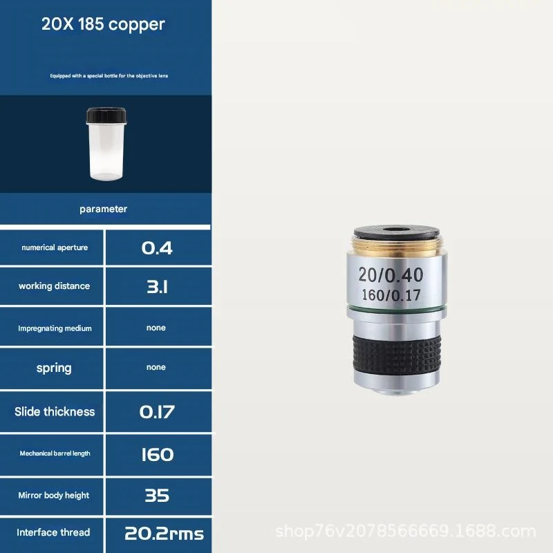 185 Achromatic Optical Microscope Objective Lens Metal Copper