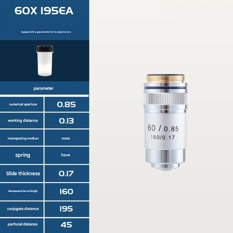 195EA 4X 10X 20X 40X 60X 100X Achromatic Microscope Objective