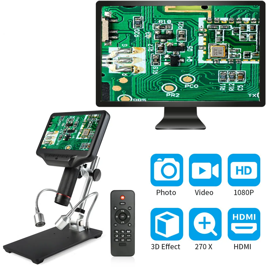 MD407 4M 270X 7” USB LCD HDMI Digital Repairing Microscope