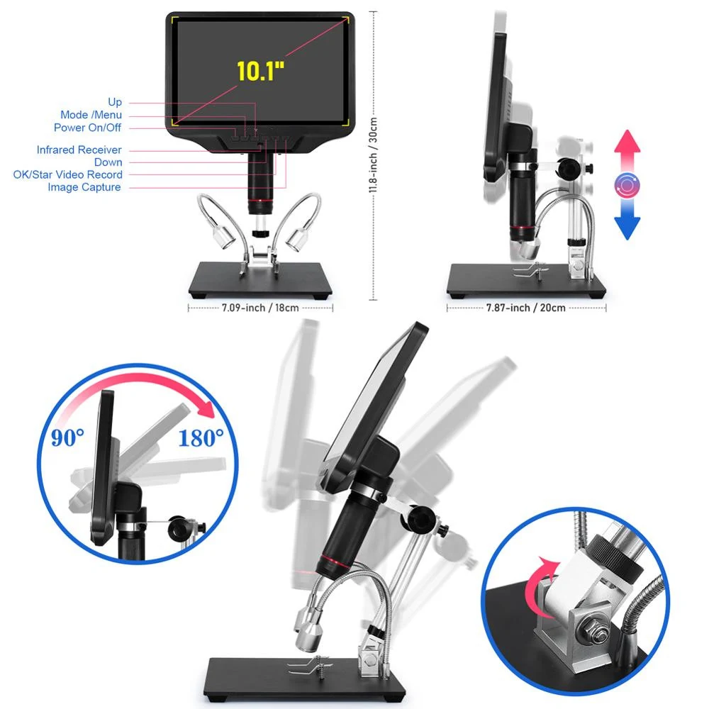 MD409 4M 300X 10.1” WiFi LCD HDMI Digital Microscope