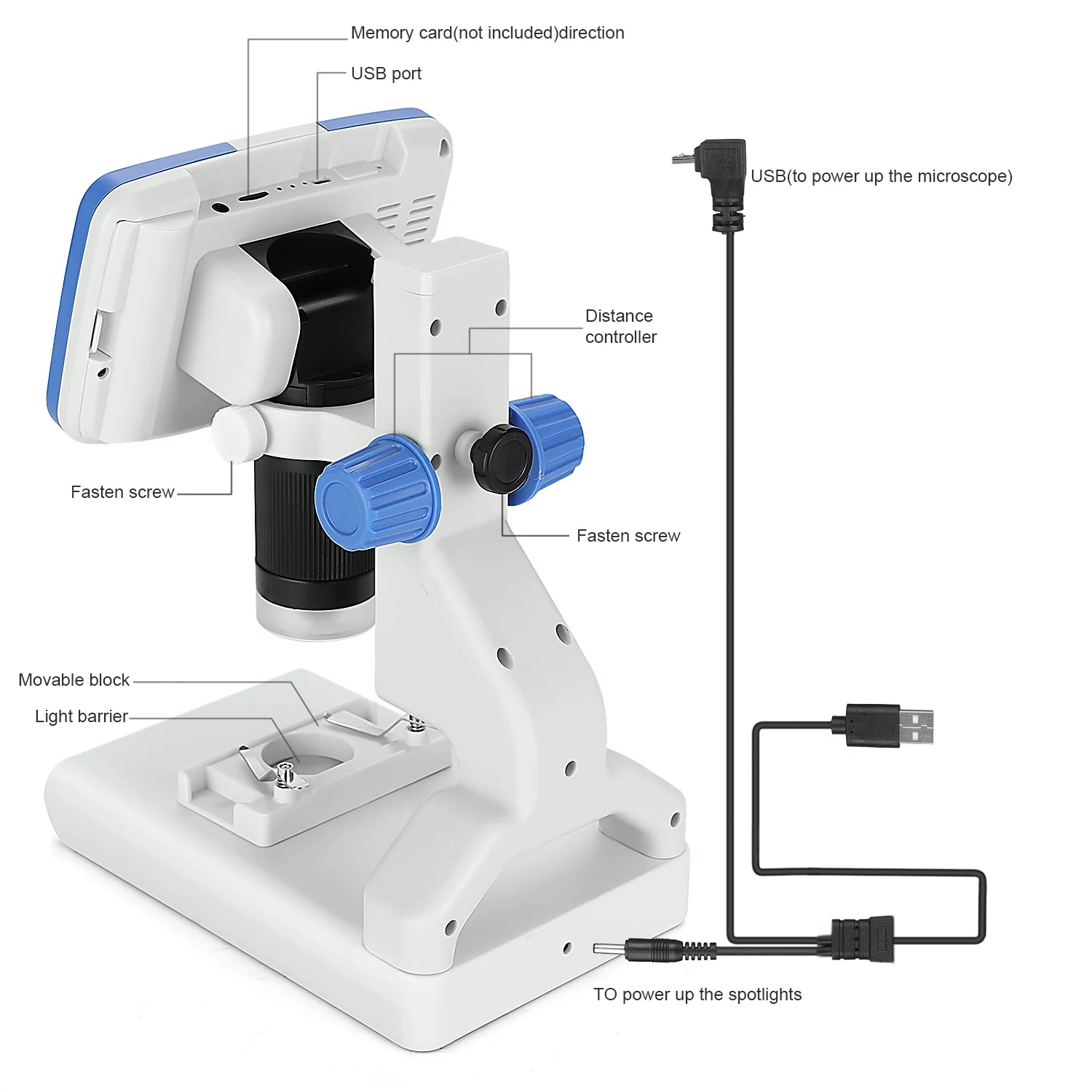 MD205 2M 200X 5” Children LCD Digital Microscope JPG/AVI