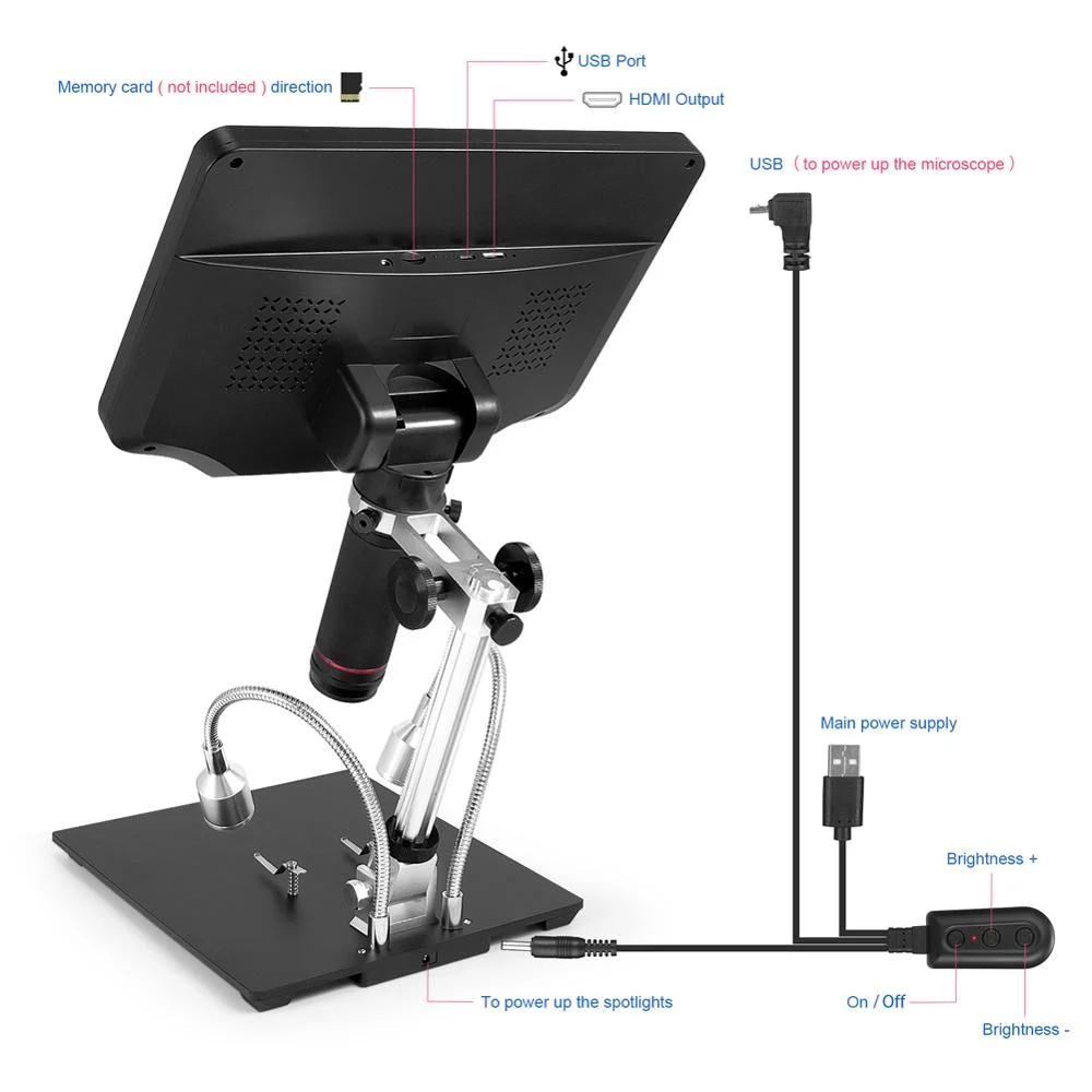 MD409 4M 300X 10.1” WiFi LCD HDMI Digital Microscope